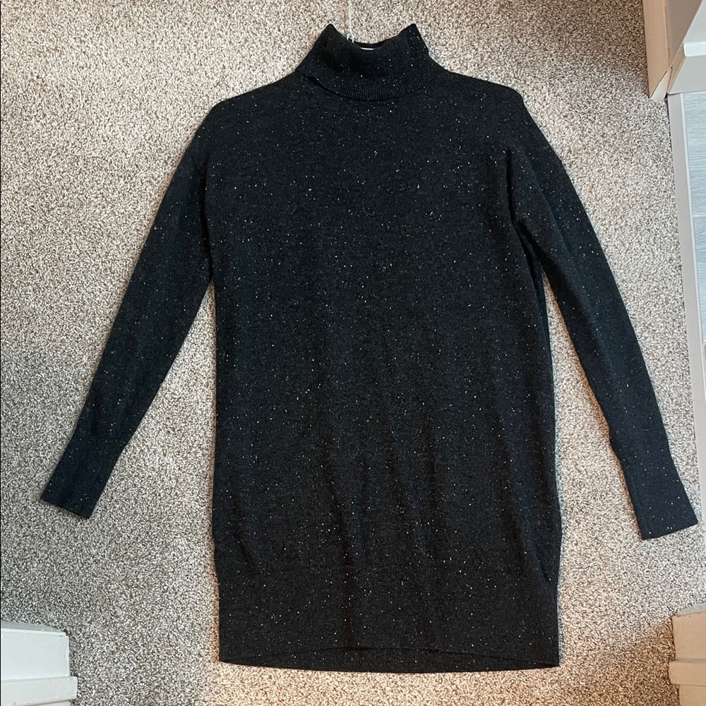 Everlane Speckled Black Long Sleeve Cashmere Dress
